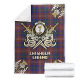 Chisholm Hunting Modern Tartan Gold Courage Symbol Blanket